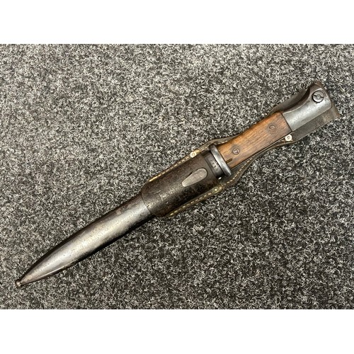 2219 - WW2 Third Reich K98 Bayonet with single edged fullered blade 247mm in length, maker marked 