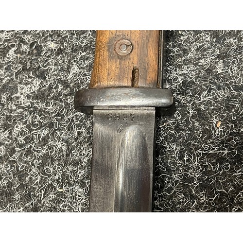 2219 - WW2 Third Reich K98 Bayonet with single edged fullered blade 247mm in length, maker marked 