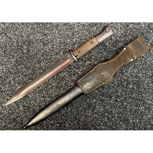 2220 - WW2 Third Reich K98 Bayonet with single edged fullered blade 245mm in length, maker marked 