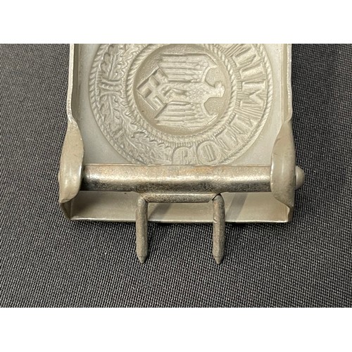 2222 - WW2 Third Reich Heer Enlisted Mans Belt and Buckle. The buckle retains original feld grau paint, no ... 