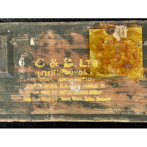 2235 - British .303 Rifle Ammo boxes x 2. The large brown example has a 1955 dated latch. Also a pair of ea... 