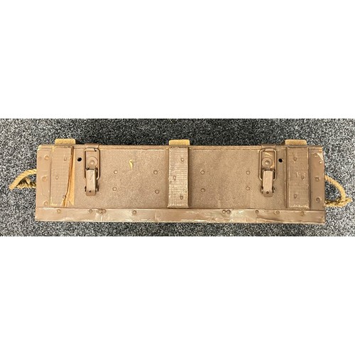 2235 - British .303 Rifle Ammo boxes x 2. The large brown example has a 1955 dated latch. Also a pair of ea... 