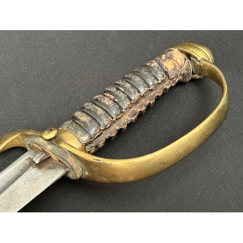 2251 - Victorian Police Hanger Sword with curved fullered blade 580mm in length. No makers markings. Press ... 