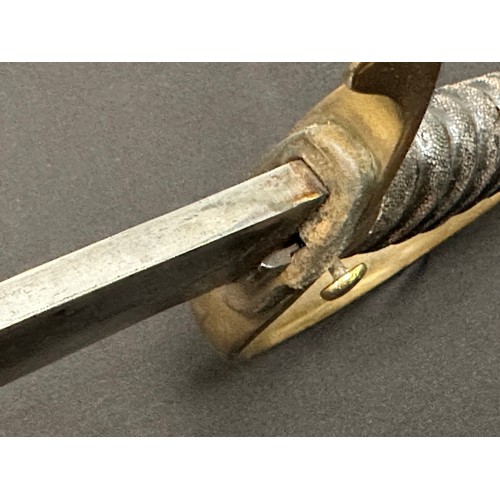 2251 - Victorian Police Hanger Sword with curved fullered blade 580mm in length. No makers markings. Press ... 