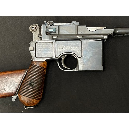 2252 - Deactivated Mauser C96 Semi auto pistol 7.63mm cal serial number 9819 complete with original wooden ... 