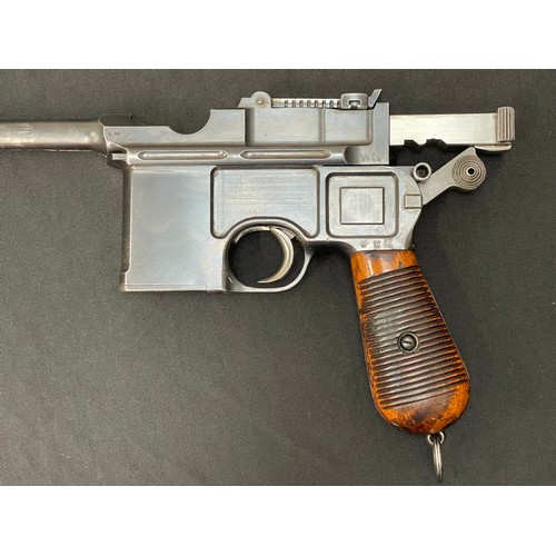 2252 - Deactivated Mauser C96 Semi auto pistol 7.63mm cal serial number 9819 complete with original wooden ... 