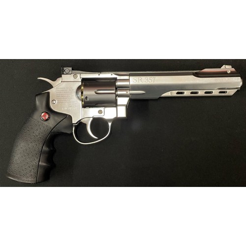 2264 - Crossman SR357 Revolver BB air pistol, .177  cal 4.5mm. Serial number 12M90833. 155mm long barrel. 6... 