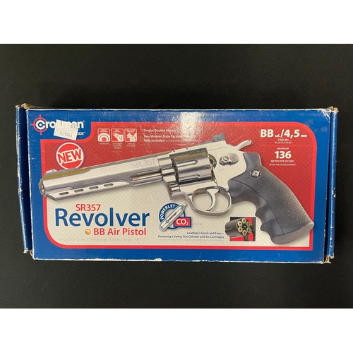 2264 - Crossman SR357 Revolver BB air pistol, .177  cal 4.5mm. Serial number 12M90833. 155mm long barrel. 6... 