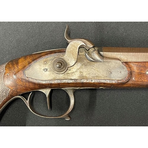 2266 - Belgian Percussion Cap Pistol with 190mm Damascus rifled barrel. Belgian Proof marked. Bore approx. ... 