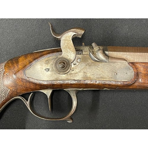 2266 - Belgian Percussion Cap Pistol with 190mm Damascus rifled barrel. Belgian Proof marked. Bore approx. ... 