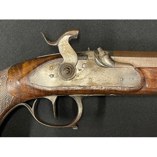 2266 - Belgian Percussion Cap Pistol with 190mm Damascus rifled barrel. Belgian Proof marked. Bore approx. ... 