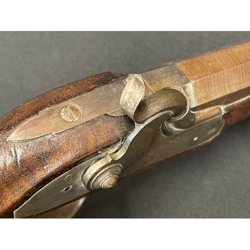 2266 - Belgian Percussion Cap Pistol with 190mm Damascus rifled barrel. Belgian Proof marked. Bore approx. ... 