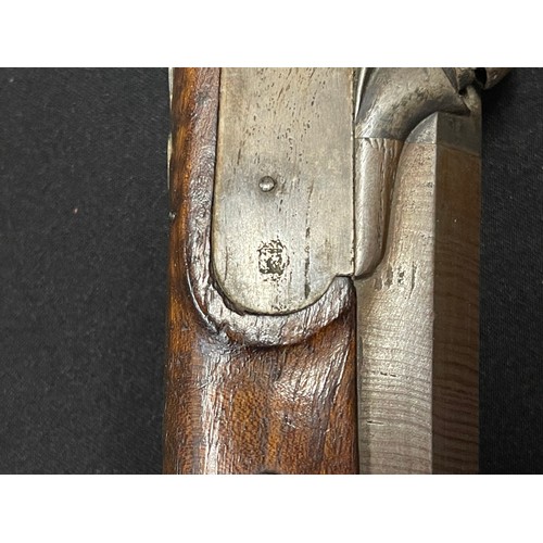 2266 - Belgian Percussion Cap Pistol with 190mm Damascus rifled barrel. Belgian Proof marked. Bore approx. ... 