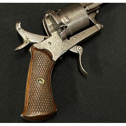 2267 - Belgian Pinfire Revolver with 87mm long barrel. 6 Shot, single action. Bore approx. 8mm. Working act... 