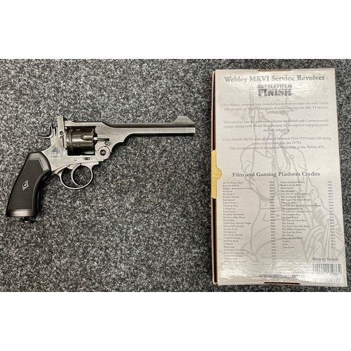 2270 - .177 cal air pistol in the form of a Webley MKVI service revolver. Serial number 18K43887. 150mm lon... 