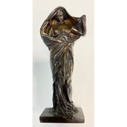 18 - Louis-Ernest Barrius (French, 1841-1905) A patinated bronze figure of 'Nature Revealing herself to S... 