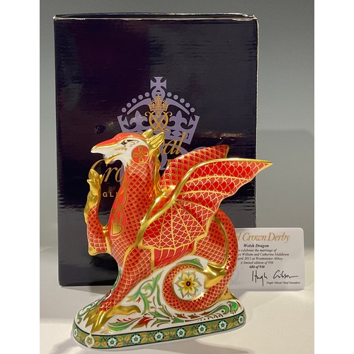 1 - A Royal Crown Derby paperweight, Welsh Dragon, a limited edition to celebrate the marriage of HRH Pr... 