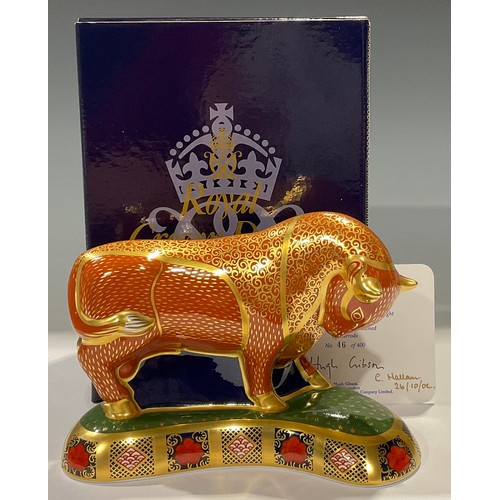 2 - A Royal Crown Derby paperweight, Harrods Bull, specially commissioned by Harrods, limited edition 46... 