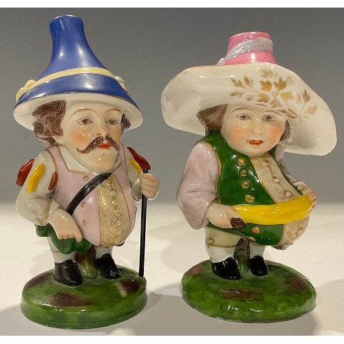 36 - A pair of Royal Crown Derby style Mansion House Dwarfs, probably Samson, decorated in typical fashio... 