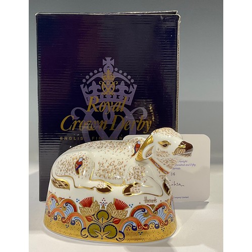 38 - A Royal Crown Derby paperweight, Harrods Water Buffalo, designed by Louise Adams, specially commissi... 