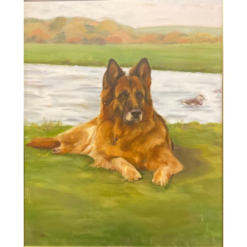 52 - CRE  
German Shepherd Dog
monogrammed, oil on canvas, 74.5cm x 59.5cm