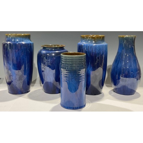 56 - A pair of Denby Danesby Ware Electric Blue slender shoulder vases, printed marks, 27cm high; other D... 