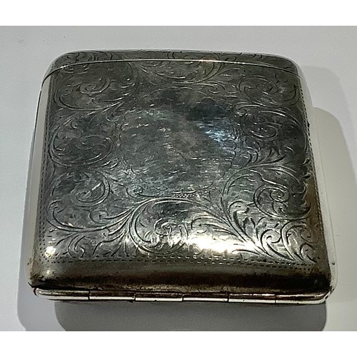 69 - An unusual George V silver folding cigarette case, Chester 1916, 93.5g