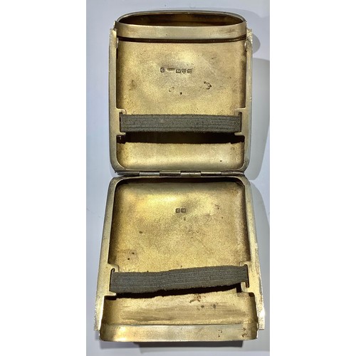 69 - An unusual George V silver folding cigarette case, Chester 1916, 93.5g