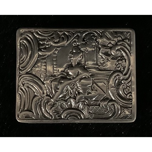 71 - A 19th century Dutch silver snuff box, later UK import marks, 4cm wide, 42.5g