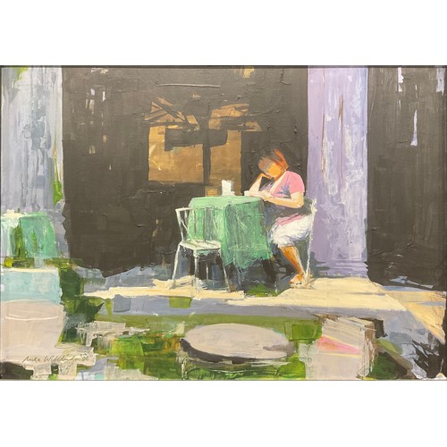 142 - Mike Wil*** (Modern School)
Dining Alfresco  
indistinctly signed, oil on canvas, 49cm x 69cm