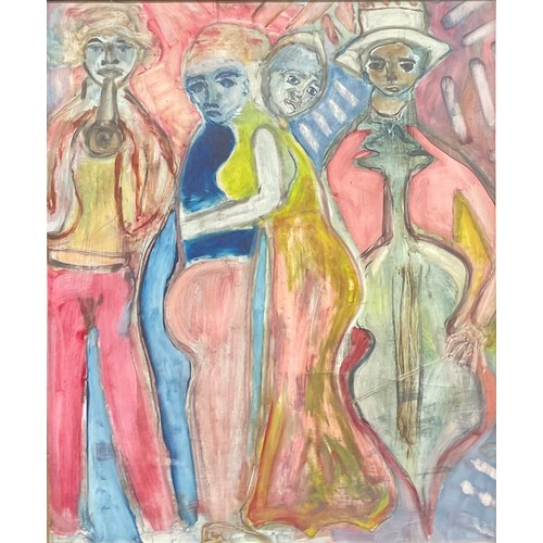 144 - English School  
A Musical Quartet  
mixed media, 87cm x 72cm