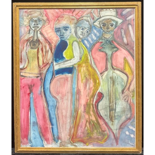 144 - English School  
A Musical Quartet  
mixed media, 87cm x 72cm