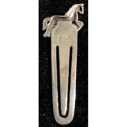 153 - A silver novelty bookmark, the finial as a horse