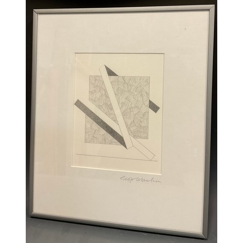 111 - Geoff Machin, Bn 1937, Abstract composition, pencil sketch, signed, 17cm x 14cm