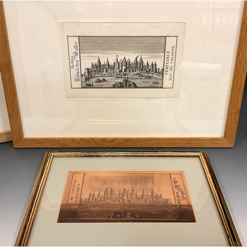 106 - Waller, by and after, a view of Cologne, a pair of engravings, with the original copper engraving pl... 