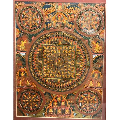 99 - Eastern art - A similar pair of 20th century Nepalese Thangkas, the largest 46cm x 33cm, (2).