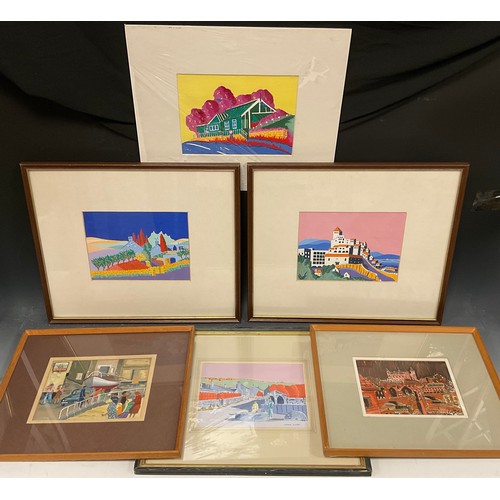 88 - Donald Smith (British Modern School), a group of watercolour and gouache paintings - in Fauvist colo... 