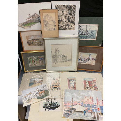 90 - Donald Smith (Modern British school), a group of watercolour paintings and drawings from the studio ... 