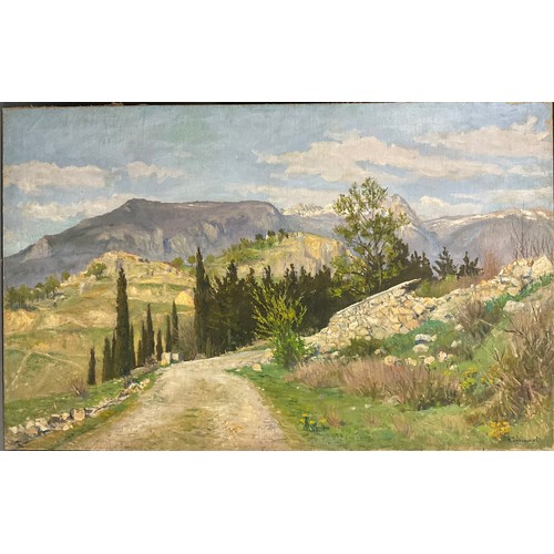 94 - Russian School (20th Century), 
Mountainous Landscape, 
indistinctly signed, oil on canvas, 84cm x 1... 