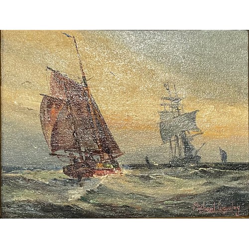 208 - Michael Crawley
A Pair, Ships at Sea
signed, oils on board, 18cm x 22cm