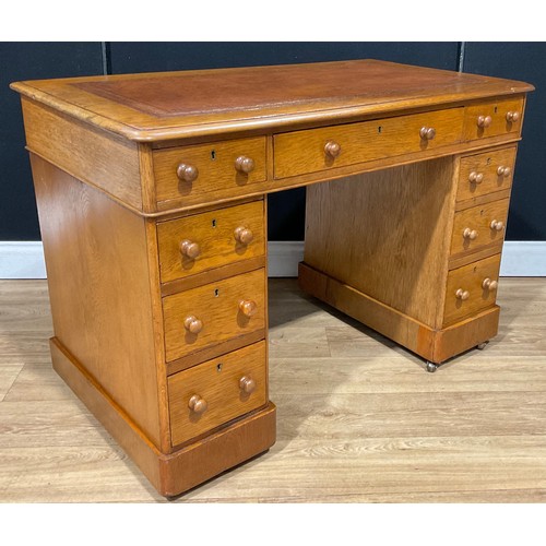 108 - A Victorian oak twin pedestal desk, 106cm wide, c.1880