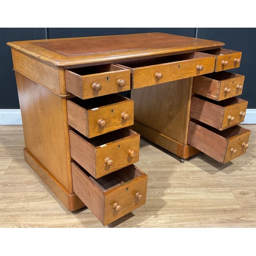 108 - A Victorian oak twin pedestal desk, 106cm wide, c.1880