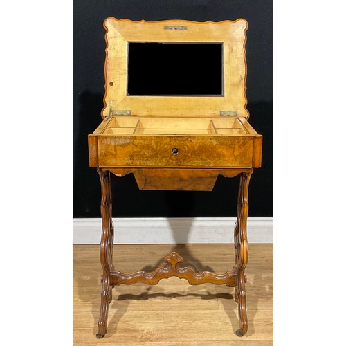 113 - A late Victorian walnut work table, 72cm high, 55cm wide, 40cm deep