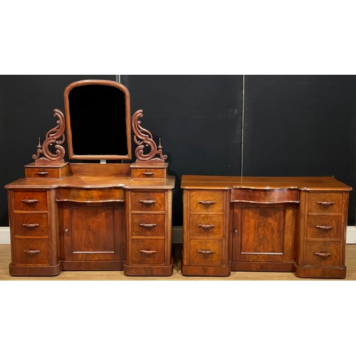 115 - A Victorian mahogany two-piece bedroom suite, comprising dressing table, 162cm high, 137cm wide, 54.... 