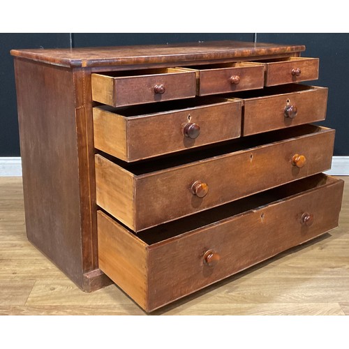 116 - A George III oak chest, of three small, two short and two long drawers, 85cm high, 122cm wide, 54.5c... 