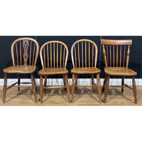 117 - A 19th century ash and elm Windsor side chair; others, similar (4)