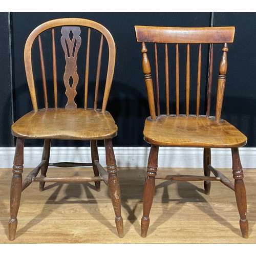 117 - A 19th century ash and elm Windsor side chair; others, similar (4)