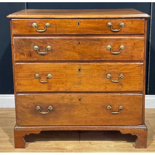 118 - A George III mahogany chest, of four long graduated drawers, bracket feet, 91cm high, 91cm wide, 52.... 