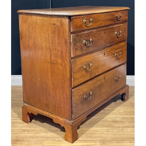 118 - A George III mahogany chest, of four long graduated drawers, bracket feet, 91cm high, 91cm wide, 52.... 