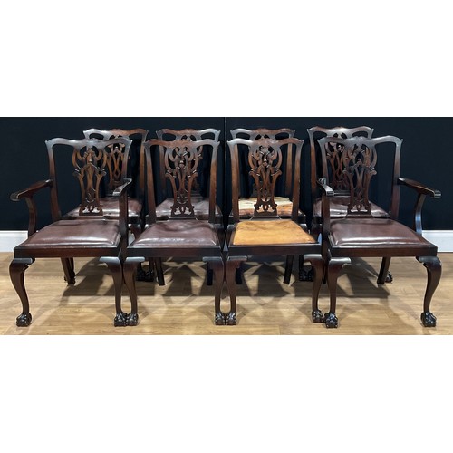 120 - A George II Revival mahogany dining table, rounded rectangular top, cabriole legs, ball and claw fee... 